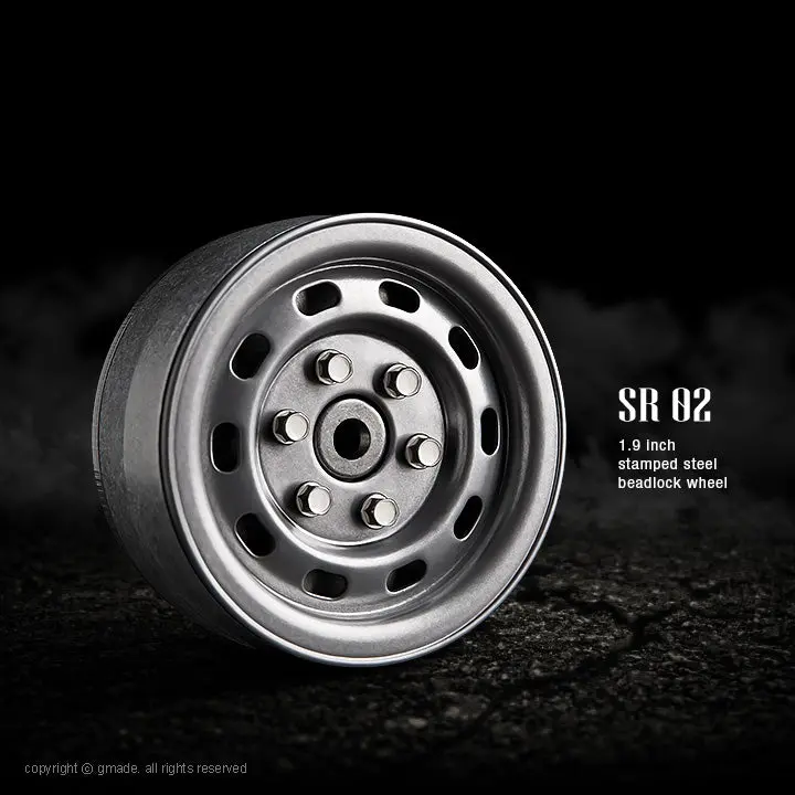 1.9 Sr02 Beadlock Wheels [Semigloss Silver] (2-Pack) 1