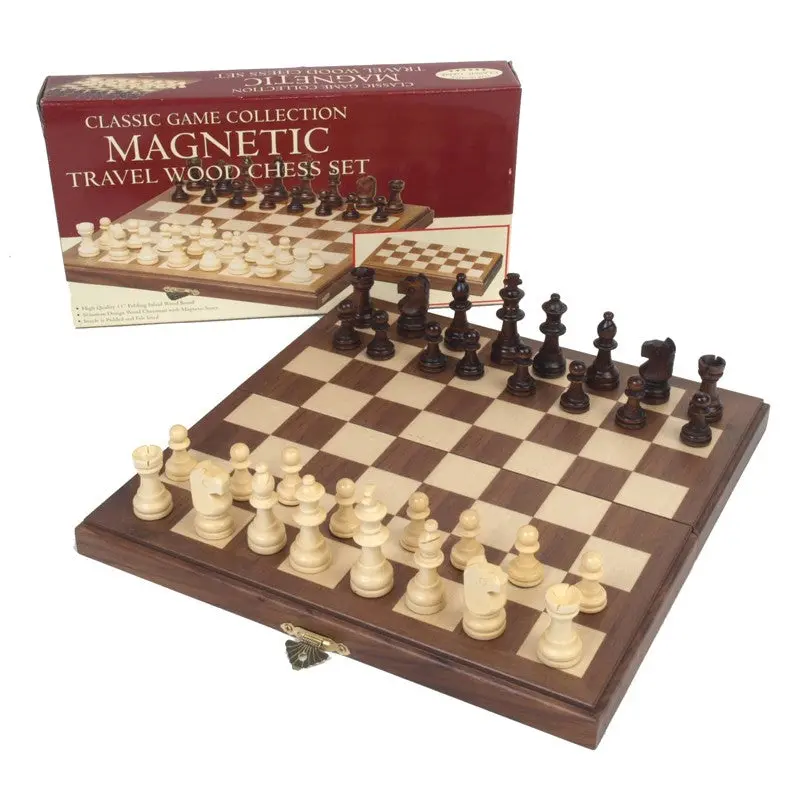11" Magnetic Walnut Chess Set 1