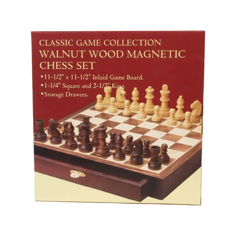11" Magnetic Walnut Wood Chess Set 1