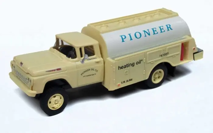 1960 Ford Tank Truck Assembled Mini Metals Pioneer Heating Co. Pale Yellow 1