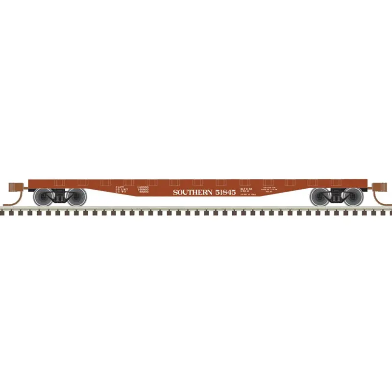 50' Steel Flatcar With Stakes Southern Railway 51852 (Boxcar Red, White) 1