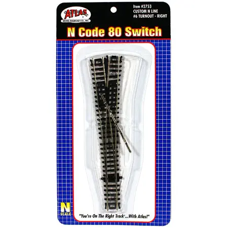 #6 Switch Custom Line Right Hand N Scale Code 80 1