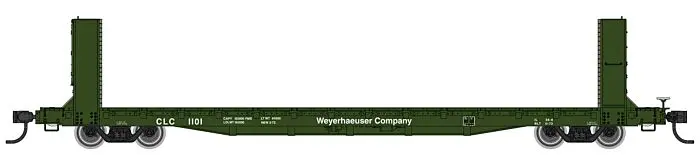 60' Pullman-Standard Bulkhead Flatcar (48' Il) - Ready To Run -- Weyerhauser #1103 1
