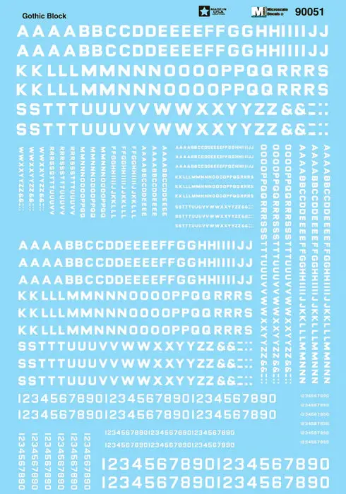 Alphabets & Numbers - Block Gothic -- White - Approximately 4" To 16" Msi90051 1