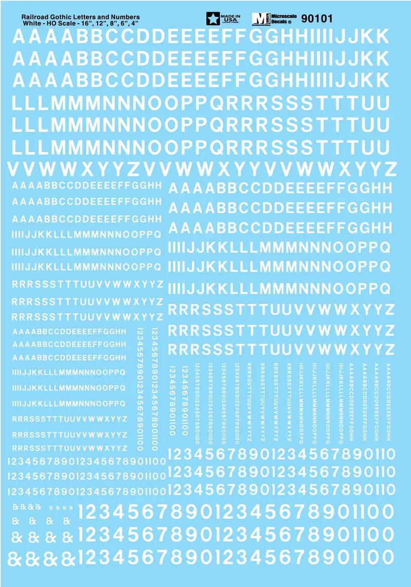 Alphabets & Numbers - Railroad Gothic -- White 1