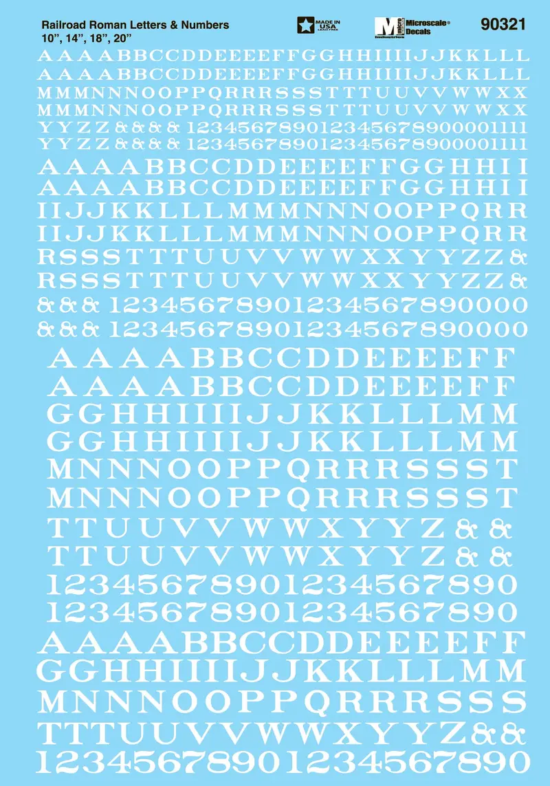 Alphabets & Numbers - Railroad Roman -- White 1