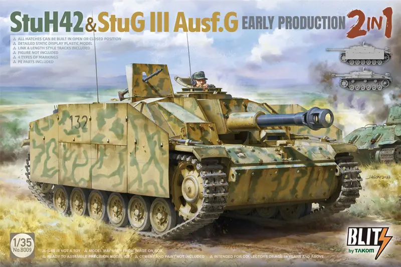 Blitz 2 In 1 Stuh42 & Stug.Iii Ausf.G Early (1/35 Scale) Plastic Military Model Kit 1