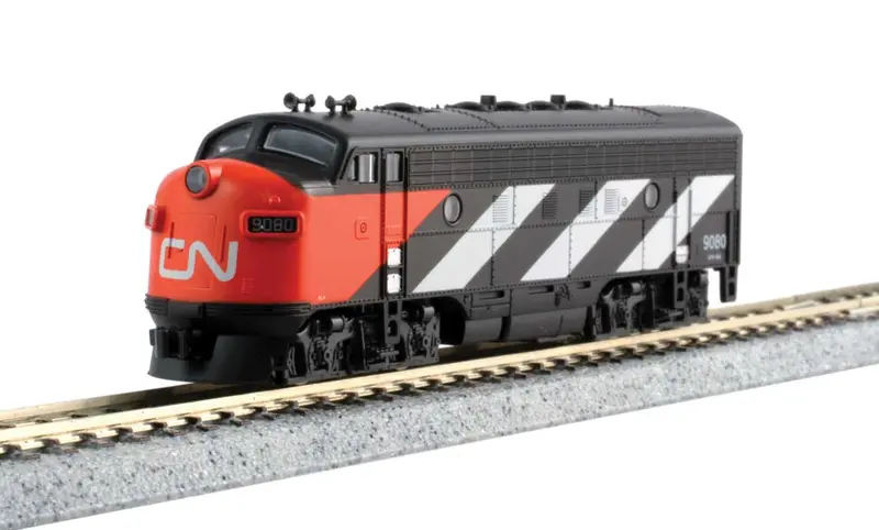Canadian National 9080, 9057 (1960S Black, White, Red, Cn Noodle Logo) Emd F7 A-B Set - Standard Dc 1