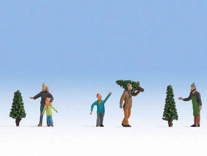 Christmas Tree Lot Figures 5 People And 3 Trees 1