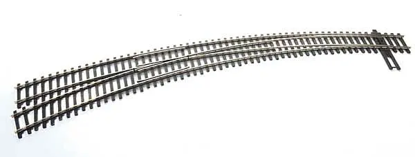 Code 83 Nickel Silver Dcc-Friendly Curved Turnout - 20 And 24" Radii -- Left Hand 1