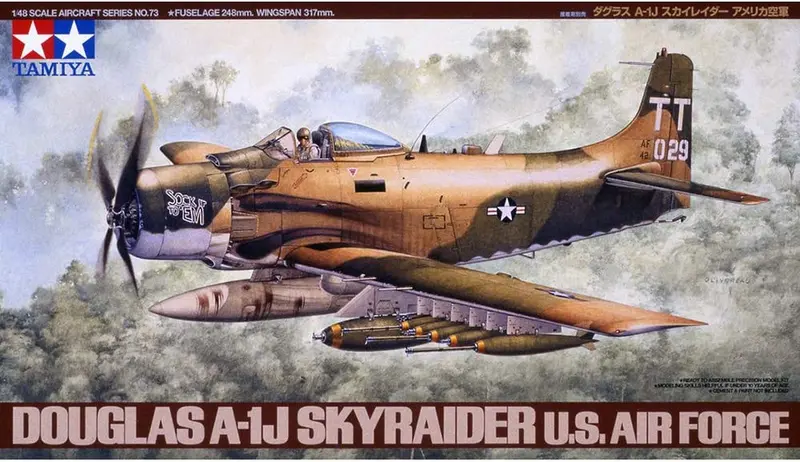 Douglas A-1J Skyraider U.S Air Force (1/48 Scale) Plastic Aircraft Model Kit Tam61073 1