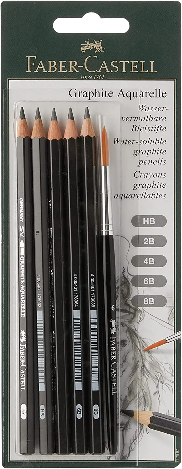 Faber-Castell Graphite Aquarelle: Water-Soluble Pencils - Set Of 5 1