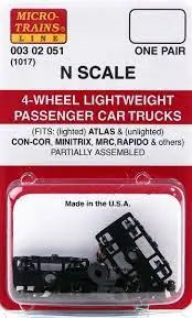 Four-Wheel Passenger Car Trucks -- With Adjustable Length Couplers 1 Pair 1