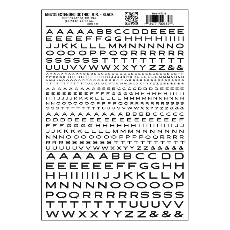 Gothic Letter Extended Black Decals 1