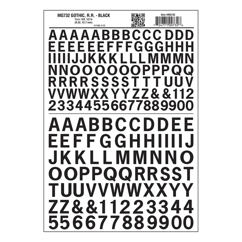 Gothic Letter Large Black Decals 1