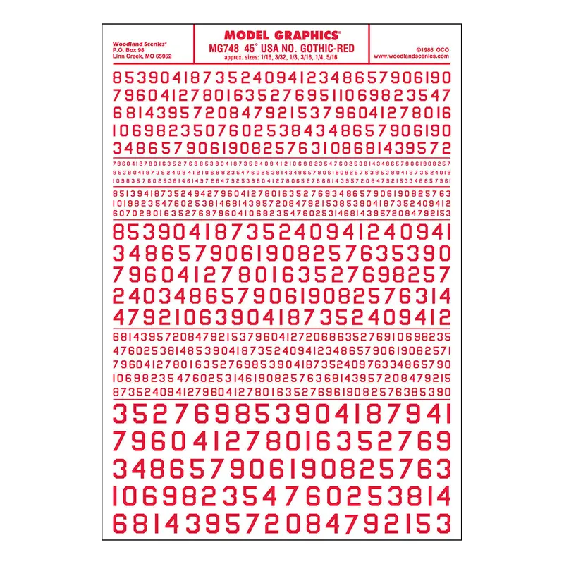 Gothic Number 45-Degree Usa Red Decals Woomg748 1