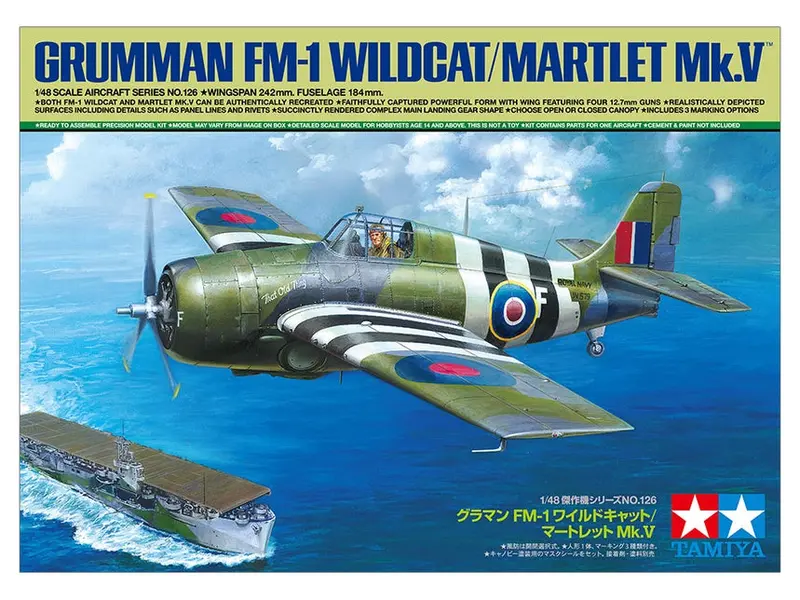 Grumman Fm-1 Wildcat / Martlet Mk.V (1/48 Scale) Plastic Aircraft Model Kit Tam61126 1
