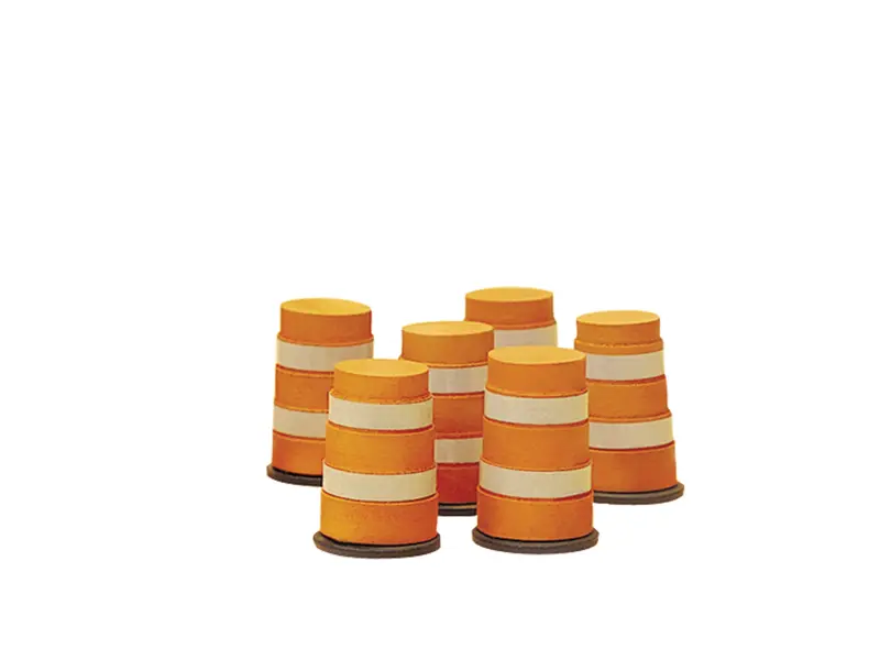 Highway Barrels Orange With Stripe (6 Pack) O Scale 1