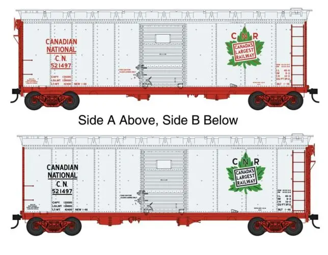 Ho 40' Single-Door Steel Boxcar Ready To Run Canadian National 521497 (Silver, Boxcar Red, Green, Leaf Logos) 1