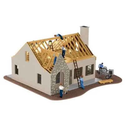 House Under Construction O Scale Building Kit 1