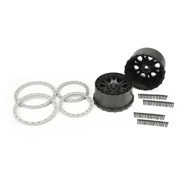 Impulse Pro-Loc Black Wheels With Stone Gray Rings For Traxxas X-Maxx 1/8 Scale 1
