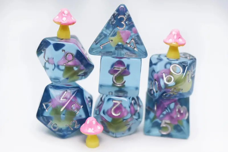 Inclusion Dice- Pink Mushroom Polyhedral Dice Set (7) 1