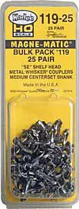Kadee - #119-25 Bulk Pack - 25 Pairs #119 Se Shelf Whisker(R) Metal Coupler -- Medium (9/32") Centerset Shank 1