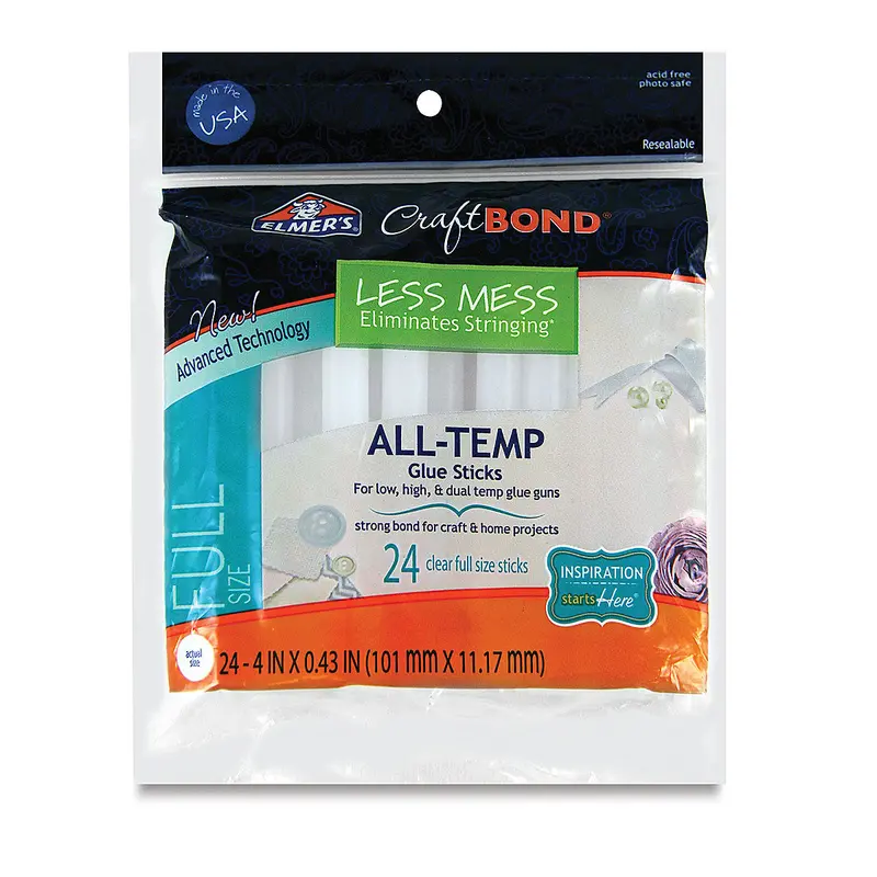 Less Mess Hot Glue Sticks, 4" Full Size 1