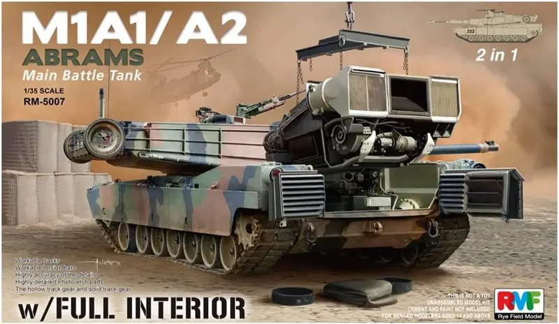 M1a1 M1a2 Abrams With Full Interior (1/35 Scale) Plastic Military Model Kit 1