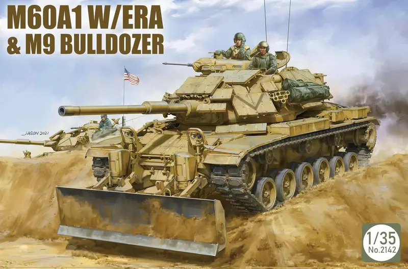 M60a1 Tank With Era & M9 Dozer Blade (1/35 Scale) Plastic Military Model Kit 1
