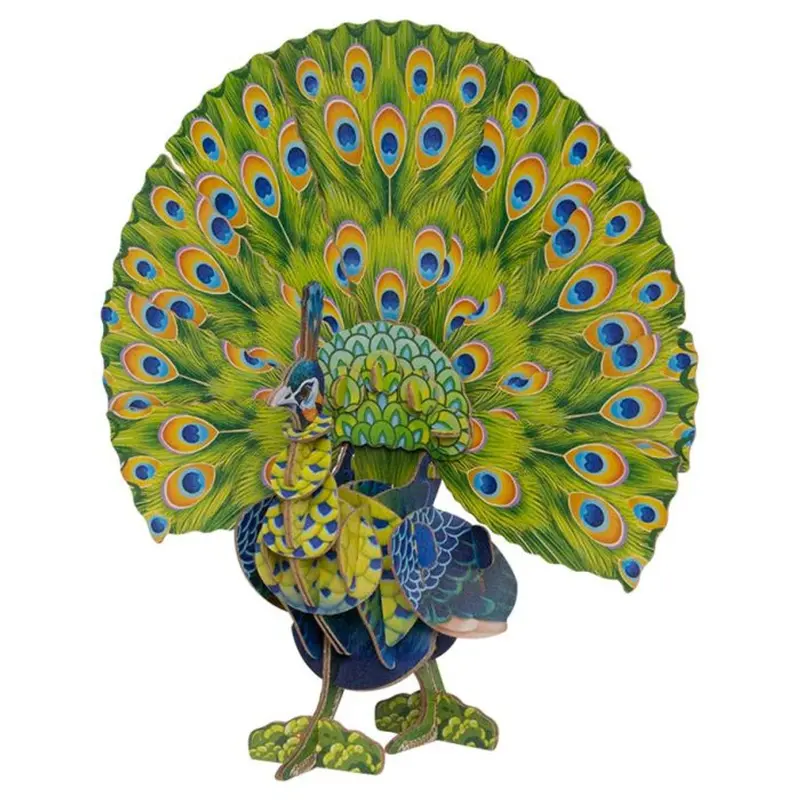 Makebug Voices Of Nature Green Peafowl 3D Kraft Paper Puzzle 1