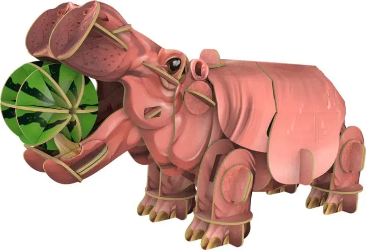 Makebug Voices Of Nature Hippo 3D Kraft Paper Puzzle 1