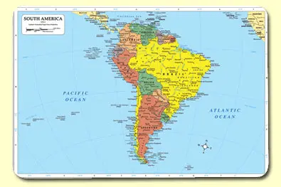 Map Of South America Placemat 1