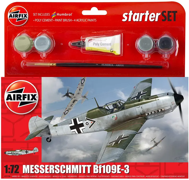 Messerschmitt Bf109e-3 Starter Set (1/72 Scale) Aircraft Model Kit 1