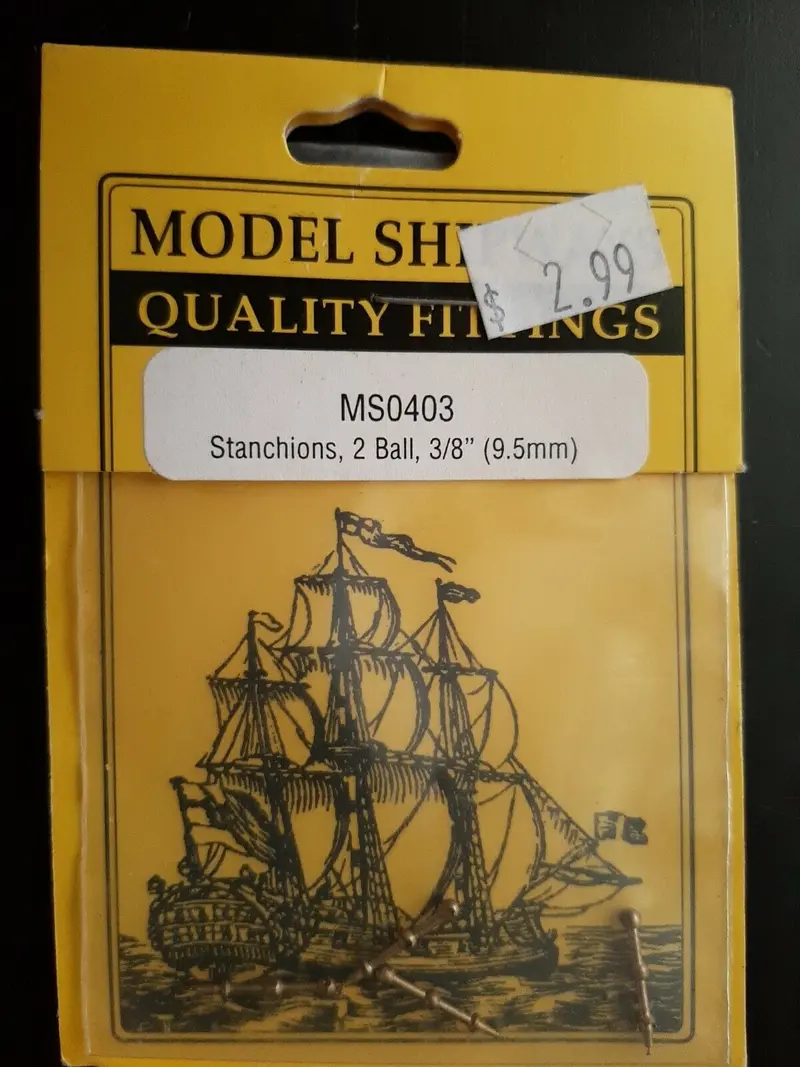 Model Shipways 2 Ball Brass Stanchion, 3/8" (3) 1