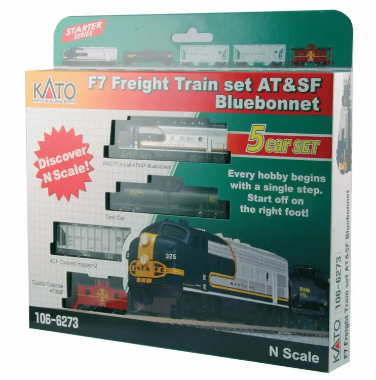 N Diesel Freight Train-Only Set Standard Dc Santa Fe Emd F7 (Warbonnet, Blue, Silver) 1