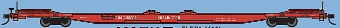 N Mark Iv Flexi-Van Flatcar - Ready To Run -- Chicago, Burlington & Quincy 1 (Red) 1