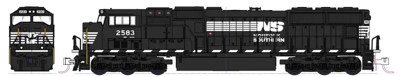 N Norfolk Southern #2583 (Black, White) Emd Sd70m - Dcc Equipped 1