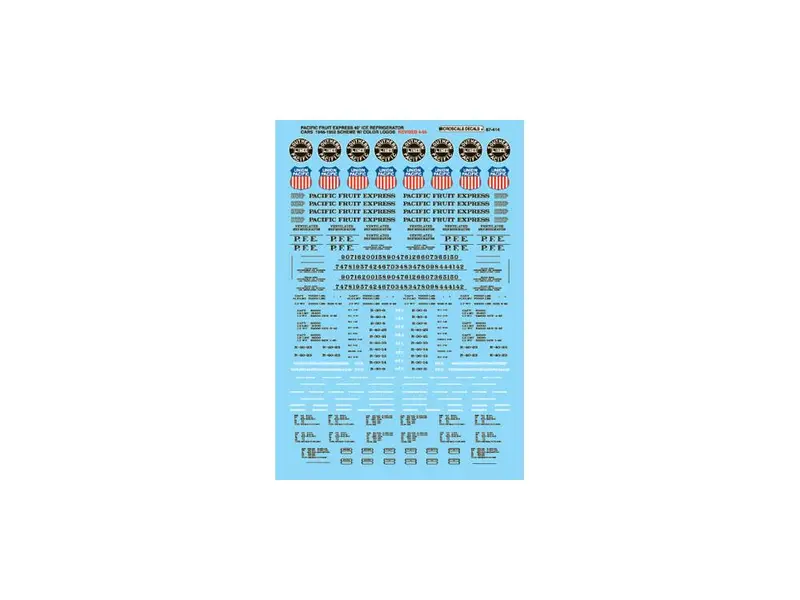 Pacific Fruit Express 40' R-40-23 Ice Cooled Reefers Ho Decal Set 1