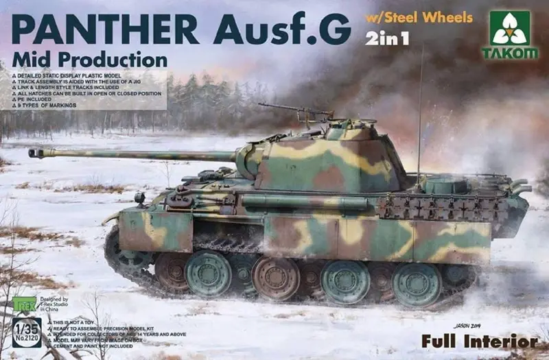 Panther G Mid-Production With Steel Roadwheels And Interior (1/35 Scale) Plastic Military Model Kit 1