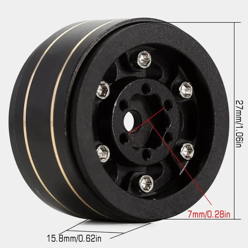 Powerhobby - 1.0" Brass Beadlock Crawler Wheels 1/24 Phb5324 1