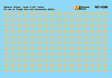 Reflector Stripes Yellow Ho Scale 4 X 18 Ho Decal Set 1