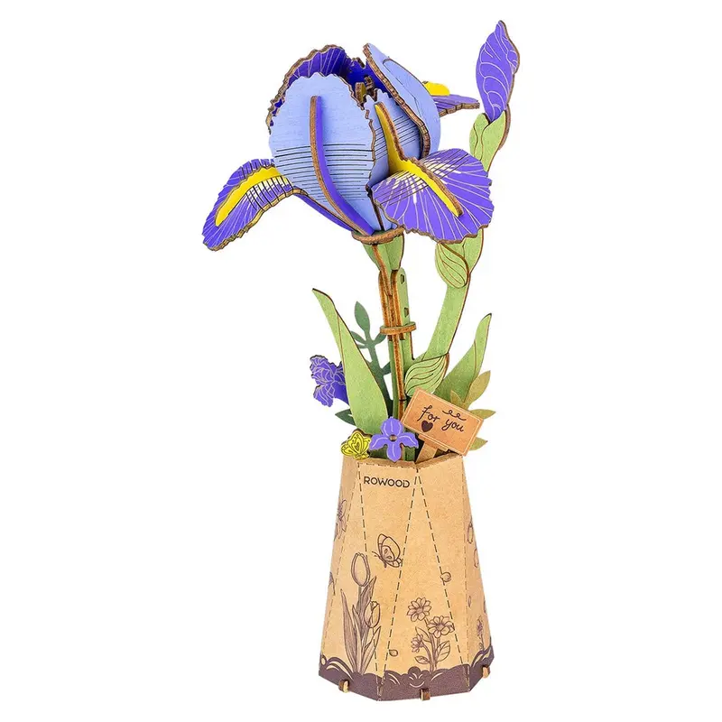Robotime Rowood Purple Iris Wooden Bloom Craft Model Kit 1