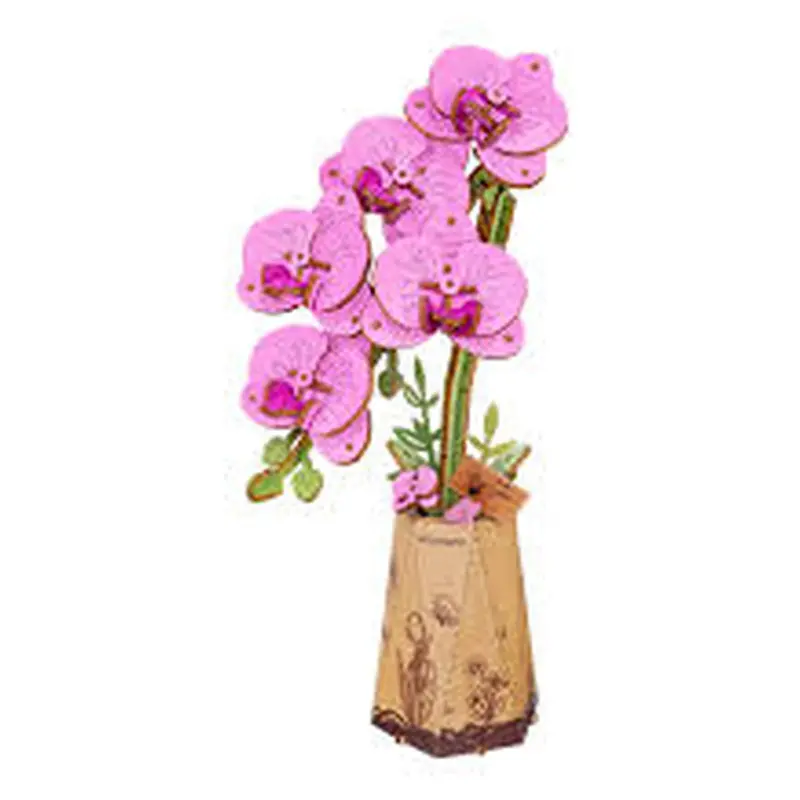 Robotime Rowood Purple Moth Orchid Wooden Bloom Craft Model Kit 1