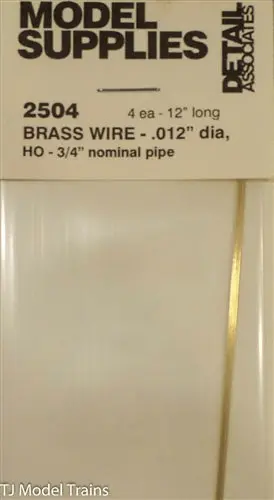 Round Brass Wire Pkg(4) -- .012" Diameter (Ho Scale 3/4"; N Scale 1-7/8") 1
