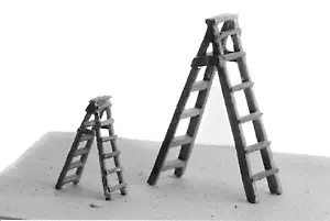 Scale Structures 2471 Ho Miniature Tools -- 6' Wooden Stepladder Pkg(2) 1
