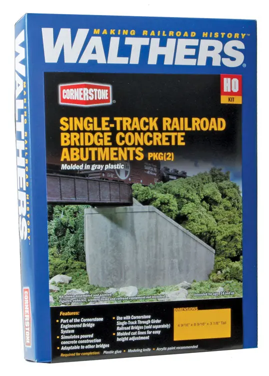 Single-Track Railroad Bridge Concrete Abutments Pkg(2) 1