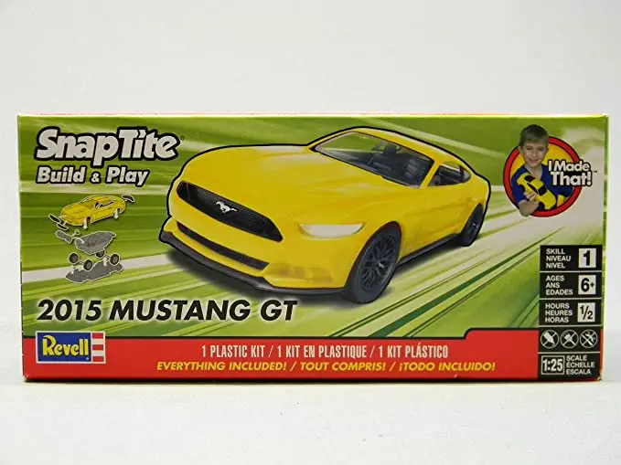 Snap 2015 Mustang Gt Yellow (1/25 Scale) Vehicle Model Kit 1