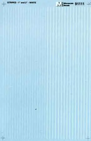 Stripes 1 & 2" Wide White Ho Scale Ho Decal Set 1