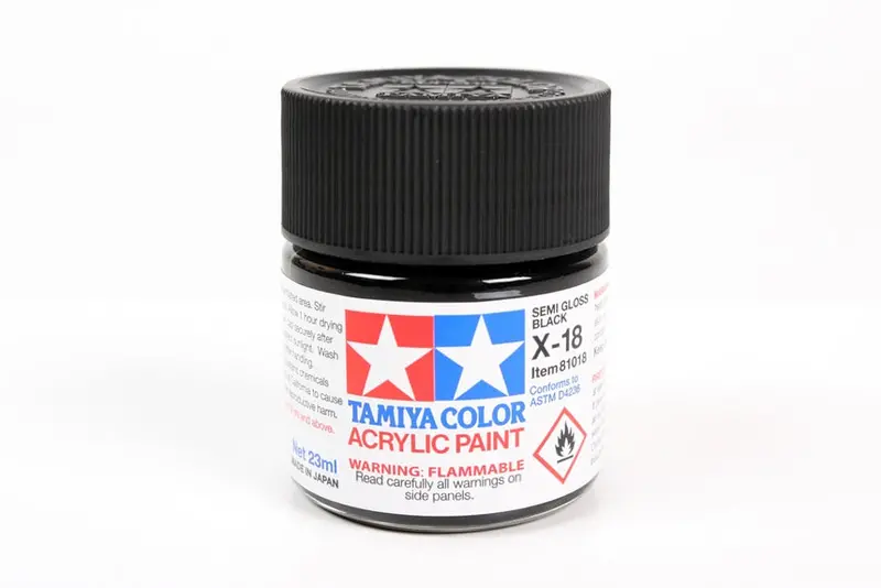 Tamiya Color X-18 Semi-Gloss Black Acrylic Paint 23Ml Tam81018 1